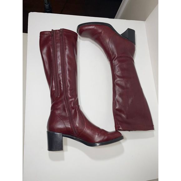 maroon wide calf boots